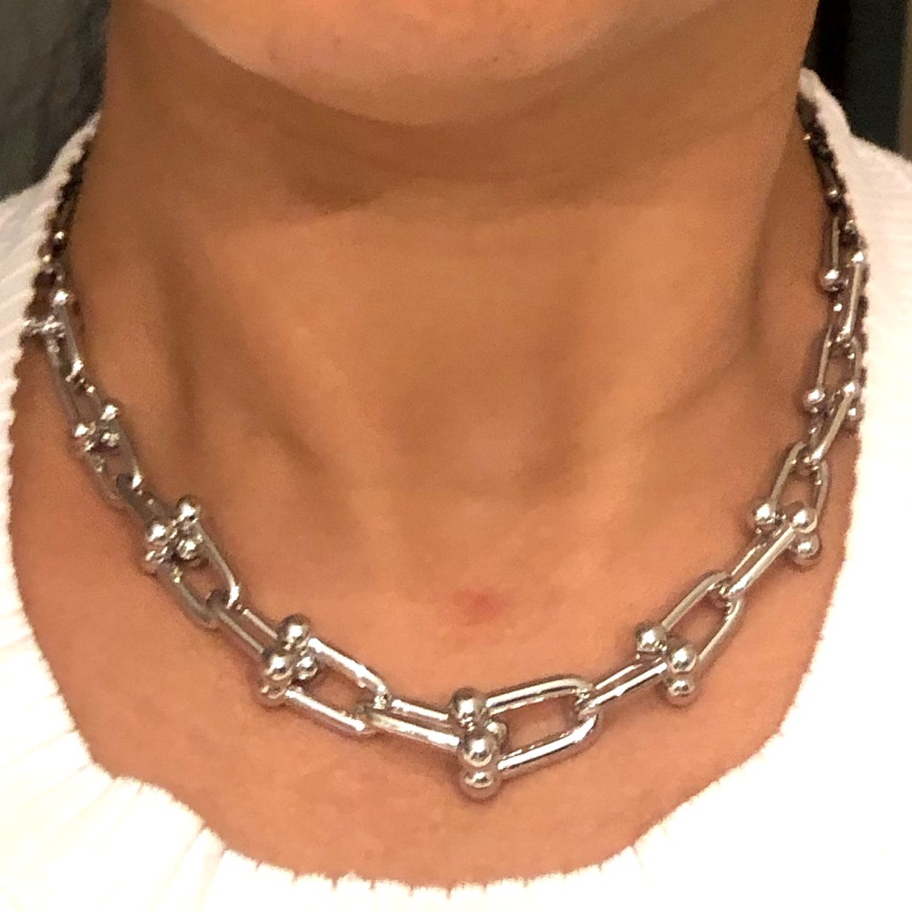 Hardware Graduated Link Size Necklace - Picture 11 of 11